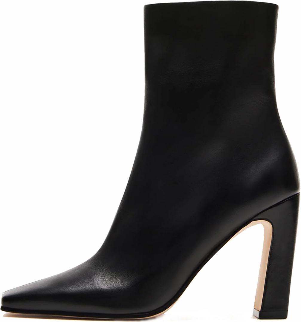 Lovee Cosee Ankle Boots for Women 2025 Chunky Heel Square Toe Heeled Boots with Zipper Comfort Fall Winter Party Office Date Night Travel Casual Outfit (8, Black)