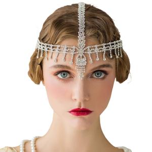 SWEETV 1920s Headband Great Gatsby Headpiece Rhinestone 1920s Headband Flapper Hair Accessories for Costume Party Head Cap