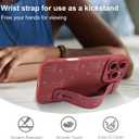 TEAUGHT for iPhone 16 Pro Max Case with Wrist Strap Holder, Cute Bows Hearts Design with Finger Hand Strap Wristband Stand, Soft TPU Shockproof Protective Cover for Women Girls - Wine Red