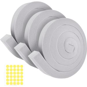 3Packs Air Conditioner Foam Tape with Adhesive, 1''X1''X 6.5 Ft Window Weather Stripping, High Resilience Ac Window Seal Kit Foam Insulation for Winter Summer (6.5ft X 3 Rolls, Grey)