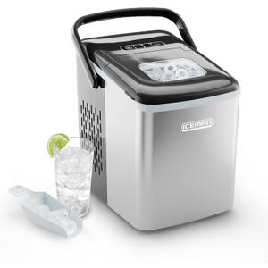 Chefman  Iceman Dual-Size Countertop Ice Maker Machine, Portable, Creates 2 Cube Sizes in 6 Mins, Holds 1.3 lb. of Ice, Makes up to 26 lb in 24 Hours, Self-Cleaning Scoop Included, Stainless-Steel