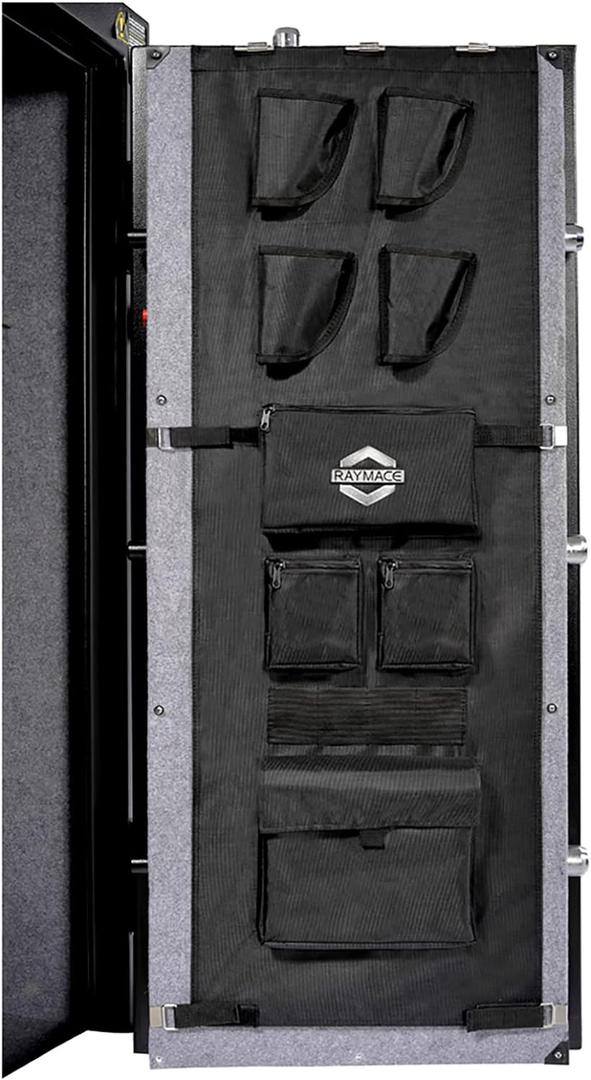 RAYMACE Gun Safe Door Panel Organizer 16.5W*47H, Adjustable Width to 22 inch, Pistols and Documents Storage Solution