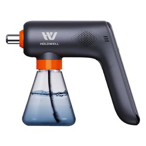 Cordless Electric Disinfection Fogger, Detachable Stainless Steel Nozzle, 3-Gear Adj 14.2oz Sanitizer Atomizer, Blue Light Nano Spray Gun for Place Cleaning/High-Touch Item Contactless Sanitization (Gray)