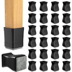 16 Pcs Square Chair Leg Floor Protectors, Chair Foot Protectors for Wood Floors, Chair Leg Protectors for Hardwood Floors, Anti-Scratch & No Noise Black (X-Small)