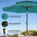 AreShark 9ft 2 Tiers Patio Umbrella with Solar Lights, Outdoor Umbrella w/ 32 LED Lights&8 Sturdy Ribs, Table Umbrella for Deck, Backyard, Pool(Lake Blue)
