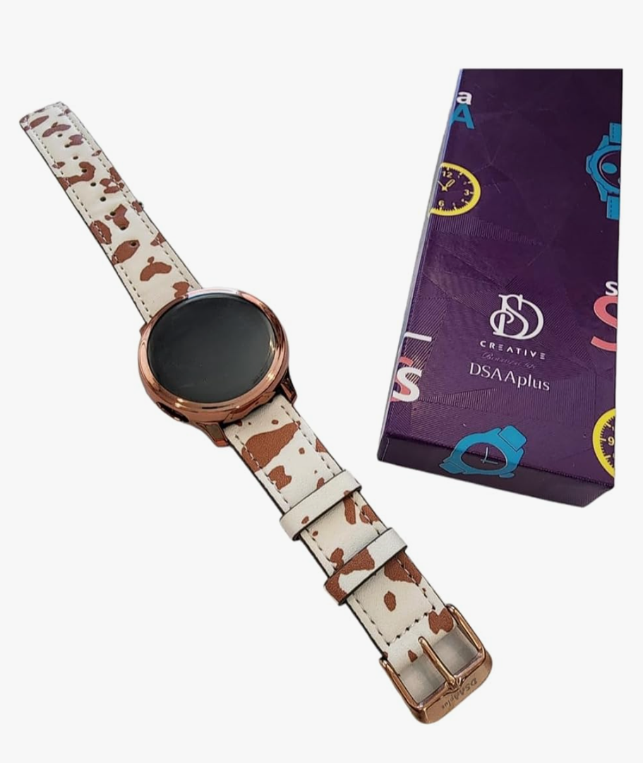 DSAAplus Furry Cow Leather Band For Samsung Galaxy Watch 6 5 40mm 44mm/ Galaxy Watch 5 Pro 45mm Band Galaxy Watch 4 40mm 44mm/ Active 2 40mm 44mm Bands 20mm Watch Strap