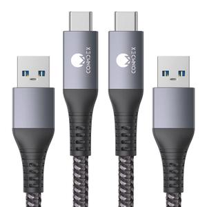 CONMDEX Android Auto USB Cable [Upgrade, 3ft, 2Pack] 10Gbps USB 3.1 Gen 2 USB A to USB C Data Transfer Type C Cord, 3A Fast Charging CarPlay Cable for iPhone 17 16 Pro Max, Galaxy S25 Ultra S25+ (Grey)
