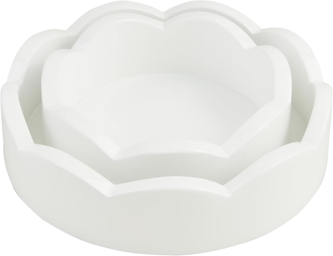 Mud Pie Mini Scalloped Tray Set; small 2" x 6" dia | large 2" x 8" dia