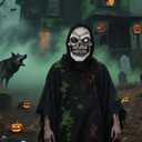 Skull Mask Scary One-Eyed Skeleton Ghost Face Creepy Full Head Latex Demon Mask Realistic Halloween Cosplay Props