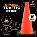 Xpose Safety 18 Inch Orange Traffic Cones, 12-Pack - Multipurpose PVC Plastic Safety Cone for Parking, Soccer, Caution, Kids and Construction - DOT Approved