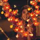 3 Pack Fall Decor Fall Garland with Pumpkin Lights&Enlarged Maple Fall String Lights Pumpkin Decor, 30Ft 60LED Waterproof Battery Operated Christmas Halloween Thanksgiving Fall Decorations for Home