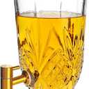 0.79 Glass Drink For Parties Glass Beverage Dispenser with Spigot for Party Bar Wedding Crystal Collection Dispenser Wide Mouth with Lid Iced Beverage Dispensers (0.79gal Agave Style)