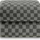 Jacquotha Pack of 2 Cotton Bath Towels (Grey Checkered), Ultral Soft Shower Towels Bathroom Essentials Large Size 54 x 28, Luxury Medium Thickness Comfort