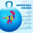 ZOOJOY Hopper Ball for Kids,18Inch Bouncy Ball with Handle - Blue Dinosaur Toys for 3-8 Years Old Boys Girls with Pump, Inflatable Toddler Bouncer Gifts for Indoor Outdoor Active Play