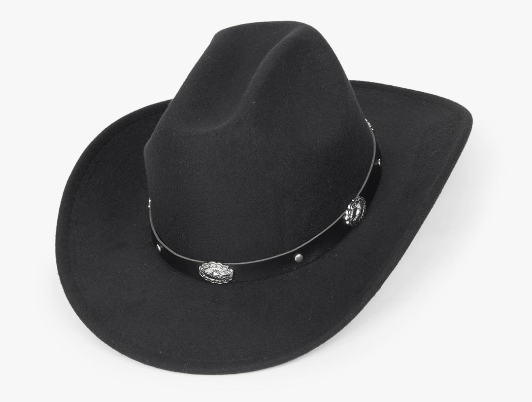 Men-Women Rodeo Felt-Cowboy-Hat with Western-Belt-Decor Vintage Outback-Cowgirl-Hat Country-Gus Fedora-Cap Size:M/L