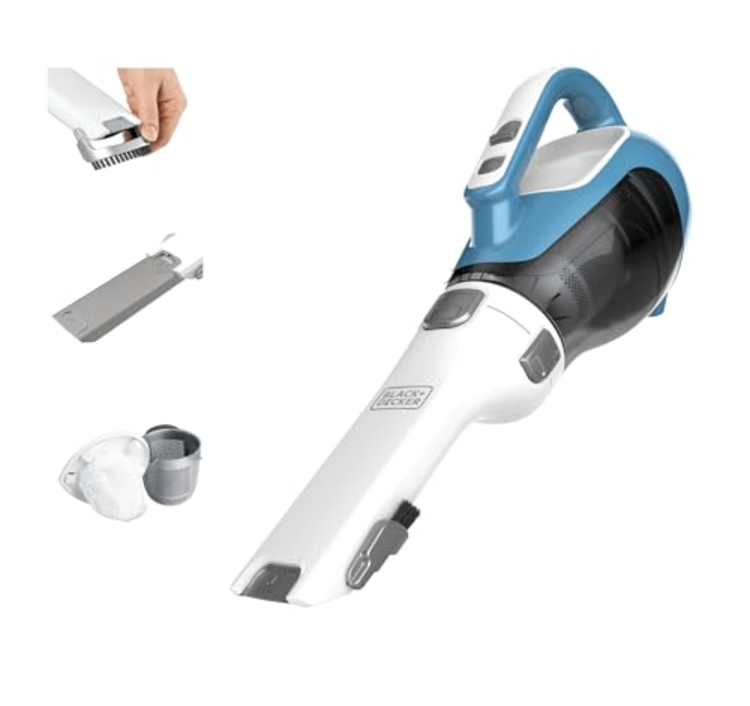 BLACK+DECKER dustbuster AdvancedClean Handheld Vacuum Cordless, Compact Home and Car Vacuum with Crevice Tool, Rotating Nozzle and Charging Station, Large Dust Bowl (CHV1410L)