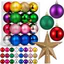 25 Pcs Mini Christmas Balls Ornaments Set 2.36 Inch Christmas Day Ball Topper Star Tree Hanging Ornaments for Party Decoration(Bright Colors)
