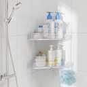 Sotfamily Plastic Shower Caddy Corner (for 90 Only), 2 Pack Adhesive Corner Shower Shelves for Bathroom Organizers and Storage, Frosted Clear