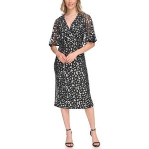 Kensie Women's Flutter Sleeve V-Neck Midi Dress (4)