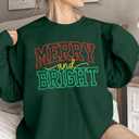LUKYCILD Christmas Vibes Sweatshirt Women Merry Christmas Shirt Xmas Long Sleeve Shirt Winter Holiday Sweatshirts (Small, Green1-merry Bright)