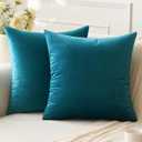 ANRODUO Pack of 2 Velvet Teal Throw Pillow Covers 20x20 Inch Decorative Pillow Covers Euro Cushion Case Soft Solid Square Cozy Modern Home Decor Pillowcase for Sofa Couch Bed Room Decor Home Decor