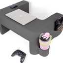 Soft Lap Desk Pillow for Laptop & Gaming,Arm Rest Laptop Lap Desk for Bed Couch with Cup Holder & Pocket,Ultimate Reading Pillow for Lap(Dark Gray, Large)