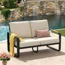 Tribesigns Outdoor Loveseat with Tall Back & Oversized Seat, Modern Metal Frame Patio 2-Seater Sofa with 6'' Thick Cushions, All-Weather Conversation Sofa for Backyard, Porch, Balcony, Poolside, Beige, 1PCS Love Seat