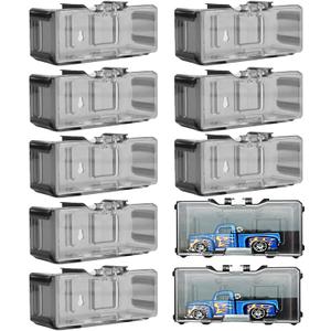 Model Car Display Case - Clear 1/64 Scale Toy Organizer, Dustproof Acrylic Storage Box | Stackable Racing Vehicle Model Storage Box, Secure Showcase for Miniature Race Cars, Collectible Diecast Displa (Black)