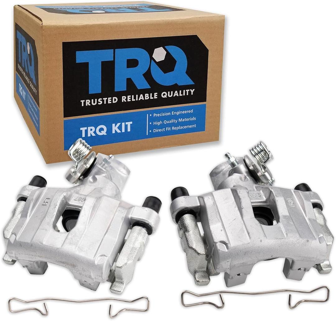 TRQ Rear Brake Caliper Set Zinc Coated Hardware Compatible with 2007-2009 Ford Focus