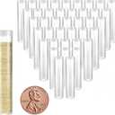 MUDOR 40 Pack Coin Storage Tube for Cent, Plastic Coin Holders Tube with Screw-On Caps, Coin Collection Supplies, Long-Term Coin Storage (Cent)