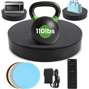 Photography Turntable 13.7inch/110lb, Motorized Rotating Display Stand with Remote Control, 360 Degree Large Display Turntable for Photography, Video, Model, Cake, 3D Images