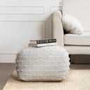 Anji Mountain 100% Handmade & Handcrafted Comfortable Home Dcor Pouf Ottoman Footrest for Living Room, Bedroom, Nursery, Kidsroom, Patio Furniture - (22" x 22" x 16"- Teal,Ivory) (Seaside)