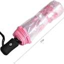 Clear Folding Umbrella 11-Inch, Compact Transparent with Pink Cherry Blossom Design, Windproof for Rainy Days, Suitable for Daily Outdoor Use for Men & Women