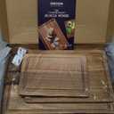 Kikcoin Wood Cutting Boards for Kitchen, 3 PCS Wooden Cutting Board Set with Holder, Chopping Board with Built-In Compartments and Juice Groove, Solid Charcuterie Board Serving Tray Wood Butcher Block