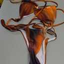 OYOANGLE Women's 2 Piece Swimsuit Starfish Decor Triangle Halter Bikini Set Bathing Suit (Large, Brown)