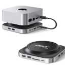 Acer Gadget Mac Mini M4 Dock, 8TB M.2 NVMe/SATA SSD Enclosure & Stand, 4K@144Hz HDMI, 10Gbps USB-C & USB-A Hub, SD/TF Card Reader, 3.5mm Audio, Aluminum Docking Station for Mac Mini M4 & M4 Pro, Black