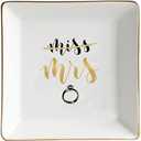 COLLECTIVE HOME - Ceramic Jewelry Tray, Gift for Bridal Shower, Decorative Jewelry Dish for Rings Earrings Necklaces Bracelet Watch Keys (Square)