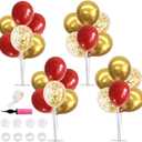 TONIFUL Red and Gold Balloon Stand Kit with Balloons for 2025 Graduation,Christmas,Wedding,Anniversary,Chinese New Year,Birthday Party Decorations,New Years 2025 (4 Set)