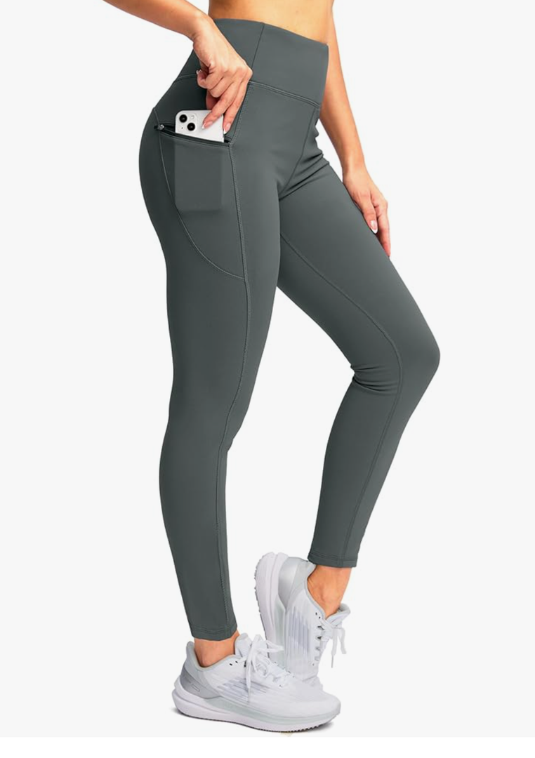 SANTINY Women's Fleece Lined Winter Leggings Water Resistant High Waisted Thermal Hiking Running Warm Pants Women Pockets, XS-S