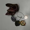 4PCS Pirate Hat,Renaissance Pirate Tricorn Hat with Eye Patch & Necklaces for Male Female Halloween Cosplay (Brown)