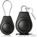 IP68 Waterproof Lockable AirTag Holder 2 Pack, Steel Cable Anti-Lost Case for Apple AirTag, for Luggage, Keys, Bikes (Black)