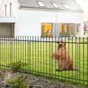 FOREHOGAR Metal Garden Fence 42 in H x 11.5 ft L, Border Fence Panels Animal Barrier for Dogs, No Dig Garden Fencing for Yard Patio Flower Bed Lawn Outdoor, 5 Panels + 6 Stakes Black