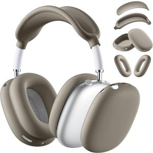 Lerobo Case Cover for AirPods Max Headphones, Clear Soft Silicone Earcup/Anti-Scratch Earpad Case Cover/Overhead Cover,Transparent Accessories Protective Cover for Apple AirPods Max (StoneGray)