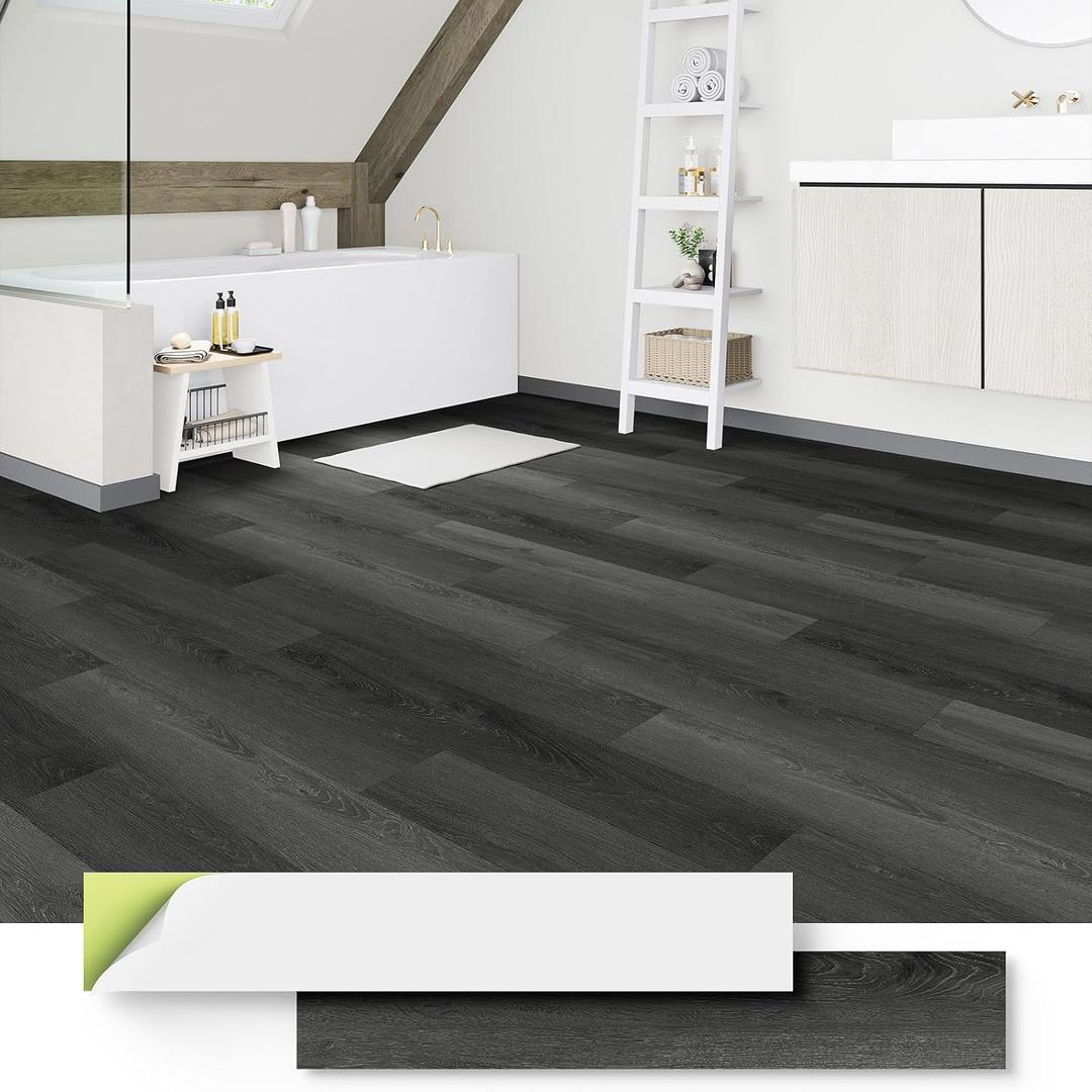 ATOPOSE 3mm Thick Vinyl Flooring Peel and Stick,28 Pack 42 sq. ft,Grey Oak