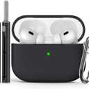 Ljusmicker for AirPods Pro Case Cover with Cleaner Kit,Soft Silicone Protective Cover for Apple AirPod Pro 2nd/1st Generation Case for Women Men,AirPods Pro 2/Pro Case Accessories with Keychain-Black | Cleaner Kit, Soft Silicone, Protective Case, for Women Men, Pro Case, Accessories