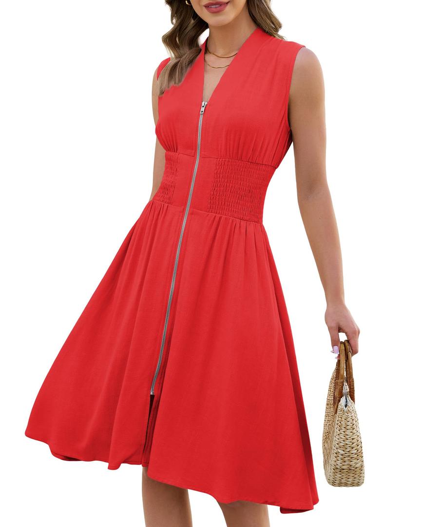 GRAPENT Elegant Dresses for Women a Line Dresses for Women Semi Formal Dress Elegant Dress Red Small US Size 4-6 (Red, S)
