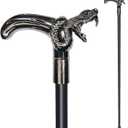 Walking Cane for Men & Women & Seniors - 36.5 Inch Heavy Duty 500+ lbs Capacity, Snake Ergonomic Handle, Decorative & Ornate Design, Gothic & Goth Elegant Artistry, Metal Cane