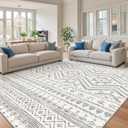 Miukiki 9x12 Area Rug for Living Room Moroccan Washable Rugs Non Slip Indoor Floor Carpet Foldable Large Soft Area Rug for Dining Room Bedroom with Low Pile(Grey,9'x12')