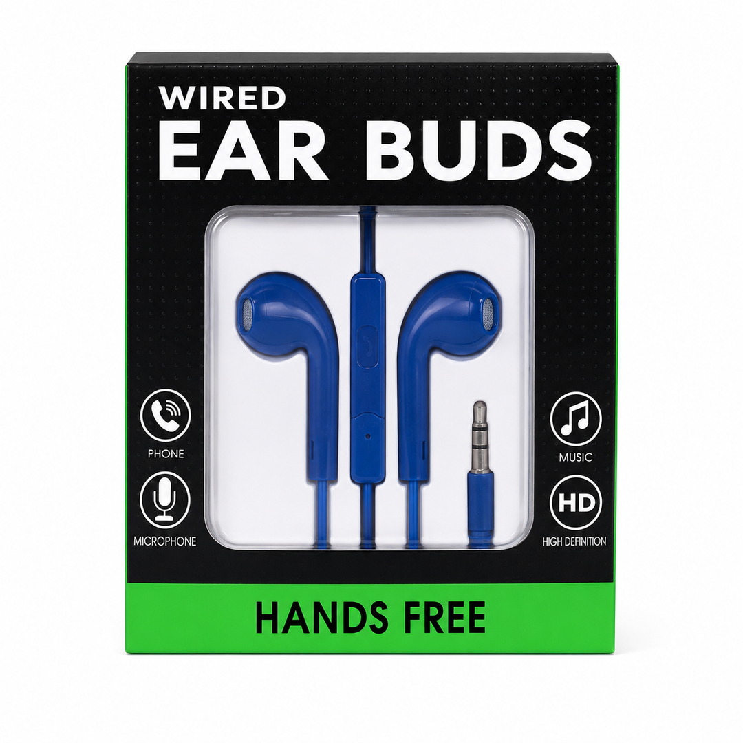 Wired  Ear Buds Earphones Blue ,Pack Of 2