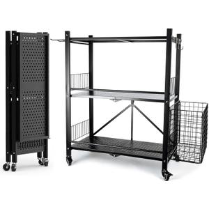 London & Byrd - No Assembly - Home Gym Storage Rack. Steel Construction, Heavy Duty Wheels, with Basket and Hooks. Great for Home Gym Equipment, Yoga mats, Kettlebells, and Small Dumbbell Storage.
